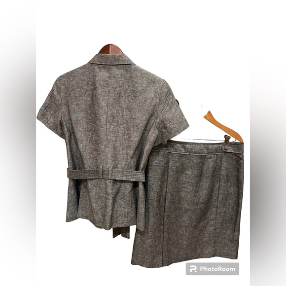 Banana Republic dark grey and white linen cotton blend jacket and skirt. Size 10 - Picture 5 of 11